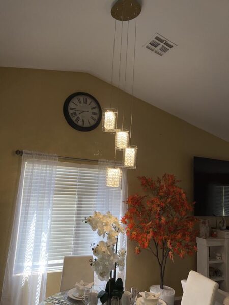 Artika Crystal Cube 17-Watt Modern Integrated LED 4-Light Chrome Hanging Pendant Light with Glass Shade for Living Room