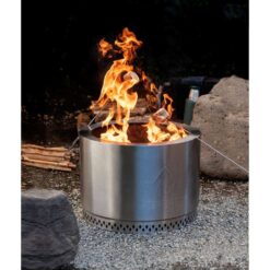 HotShot 52258 Explorer Portable Low Smoke 19.5 in. Round Wood-Burning Fire Pit in Stainless Steel with Carry Bag