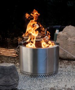 HotShot 52258 Explorer Portable Low Smoke 19.5 in. Round Wood-Burning Fire Pit in Stainless Steel with Carry Bag