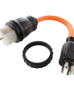 AC WORKS TEL1430-018 1.5 ft. 30 Amp 4-Prong Locking Plug to 50 Amp Locking Connector 10/4 Generator Transfer Switch AC Connectors