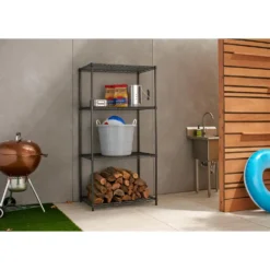 TRINITY PRO Black Anthracite 4-Tier Steel Wire Garage Storage Shelving Unit (36 in. W x 72 in. H x 24 in. D)