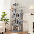 67" H Multi-Level Cat Tree Tower with 2 Cat Condos & Hammock Basket