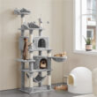 67" H Multi-Level Cat Tree Tower with 2 Cat Condos & Hammock Basket
