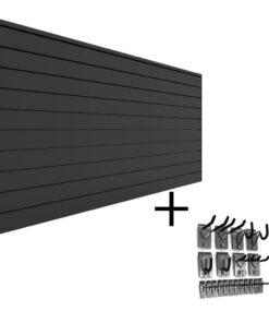 Proslat 33012 PVC Slatwall 8 ft. x 4 ft. Charcoal Hook Kit Bundle (20-Piece)