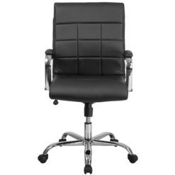 Jayen Mid-Back Vinyl Executive Swivel Office Chair with Chrome Base and Arms