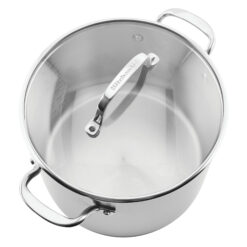 KitchenAid 3-Ply Base Stainless Steel Stockpot with Lid, 8-Quart, Brushed Stainless Steel