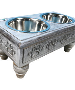 Sassy Paws Raised Wooden Pet Double Diner Elevated Feeder