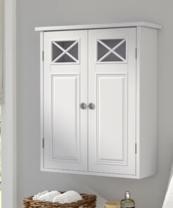Woodley Removable Wooden Wall Cabinet with Cross Molding and 2 Doors