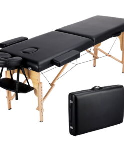 SmileMart 84" Wooden Portable 2 Section Massage Table, Black