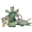 Thyme & Table Nonstick Supreme Cookware, 12-Piece Set, Olive