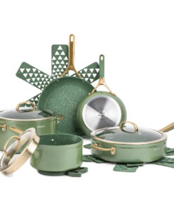 Thyme & Table Nonstick Supreme Cookware, 12-Piece Set, Olive