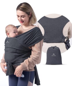 Momcozy Baby Wrap Carrier Slings for Toddlers Infant Newborn, up 50 lbs Deep Grey (Choose Your Color)