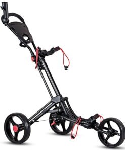 Costway Foldable 3 Wheel Steel Golf Pull Push Cart Trolley Club w/ Umbrella Holder
