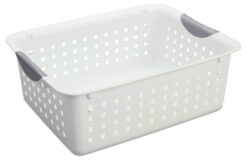 Sterilite Medium Ultra Plastic Storage Organizer Basket, White, (12 Pack)
