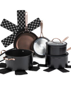 Thyme & Table Non-Stick Pots and Pans 12-Piece Cookware Set, Rose Gold