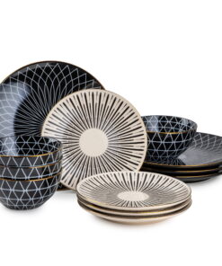 Thyme & Table Calypso 12 Piece Stoneware Dinnerware Set, Service for 4