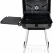 RevoAce 22" Square Charcoal Grill with Foldable Side Shelf, Black