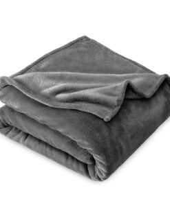 Bare Home Microplush Fleece Blanket, Plush, Ultra Soft, Full/Queen, Gray