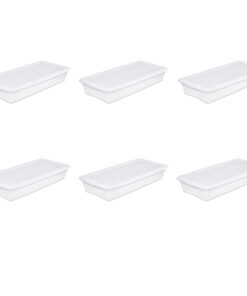 Sterilite 41 Qt Storage Box Clear Base White Lid Set of 6