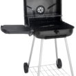 RevoAce 22" Square Charcoal Grill with Foldable Side Shelf, Black