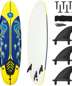 Costway 6' Surfboard Foamie Body Surfing Board W/3  Fins & Leash for Kids Adults Yellow