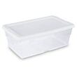 Sterilite 6 Qt Clear Plastic Storage Container Bin, Snap Close White Lid, 72 Pack