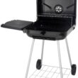 RevoAce 22" Square Charcoal Grill with Foldable Side Shelf, Black