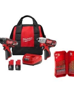 Milwaukee 2494-22-48-89-4631 M12 12V Lithium-Ion Cordless Drill Driver/Impact Driver Combo Kit (2-Tool) with Titanium Drill Bit Set (23-Piece)
