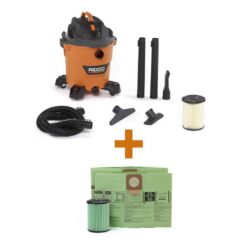 RIDGID HD1200E 12 Gallon 5.0 Peak HP NXT Wet/Dry Shop Vacuum with Filter, Locking Hose, Accessories, OSHA and HEPA Filtration Kit
