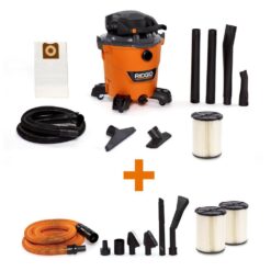 RIDGID HD1280A 12 Gallon 6.0 Peak HP NXT Wet/Dry Shop Vacuum with Detachable Blower, Two Additional Filters and Car Cleaning Kit
