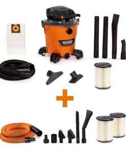 RIDGID HD1280A 12 Gallon 6.0 Peak HP NXT Wet/Dry Shop Vacuum with Detachable Blower, Two Additional Filters and Car Cleaning Kit