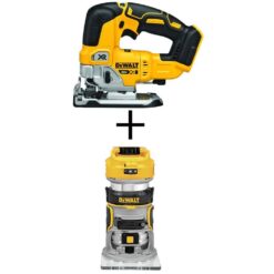 DEWALT DCS334BW600B 20V MAX XR Cordless Brushless Jigsaw and 20V MAX XR Brushless Router (Tools Only)