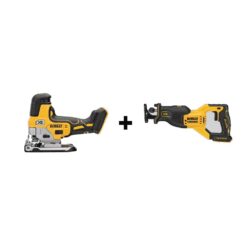 DEWALT DCS335BWDCS382B 20V MAX XR Cordless Barrel Grip Jigsaw and 20V MAX XR Cordless Brushless Reciprocating Saw (Tools-Only)