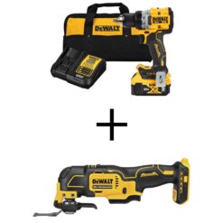 DEWALT DCD800P1WDCS354 20V MAX XR Lithium-Ion Cordless Compact 1/2 in. Drill/Driver Kit with ATOMIC Cordless Brushless Oscillating Multi-Tool