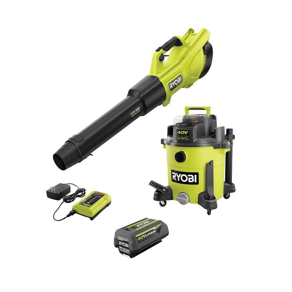 RYOBI RY40WD01K-RY404013BTLVNM 40V 10 Cordless Wet/Dry Vacuum