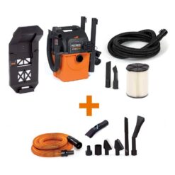 RIDGID WD5500B 5 Gal. 5.0 Peak HP Portable Wall-Mountable Wet/Dry Shop Vacuum with LED Lighted Car Nozzle and Premium Car Cleaning Kit