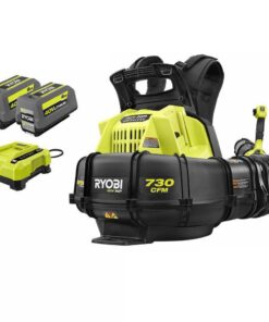 RYOBI RY404170 40V HP Brushless Whisper Series 165 MPH 730 CFM Cordless Battery Backpack Blower with (2) 6.0 Ah Batteries and Charger
