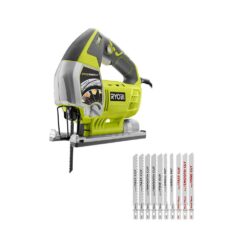 RYOBI JS651L1-A14AK101 6.1 Amp Corded Variable Speed Orbital Jig Saw with SPEEDMATCH Technology with All Purpose Jig Saw Blade Set (10-Piece)