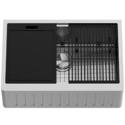 VIGO 1004816567 Oxford 30" Single Bowl Workstation Undermount Stainless Steel Farmhouse Sink with Ledge and Accessories