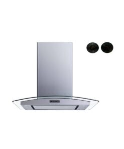 Winflo 1003143427 30 in. Convertible Island Range Hood in Stainless Steel and Glass with Mesh Filter, Panel and Carbon Filters