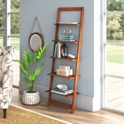 Wabansia 50'' H x 16.25'' W Wood Ladder Bookcase