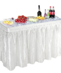 VINGLI 4 Foot Party Ice Cooler Folding Table, Portable Tailgate Camp Fishing Cleaning Table, Plastic with Matching Skirt