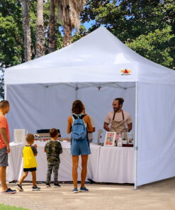 ABCCANOPY 10 ft x 10 ft Metal Pop-Up Commercial Canopy Tent with walls, White