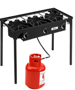 UBesGoo Portable 3 Burner Propane 225,000BTU Outdoor Stove with Adjustable Legs, Black