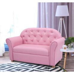 Costway Kids Sofa Princess Armrest Chair Lounge Couch Children Toddler Gift Wood Frame + Sponge + PVC Pink