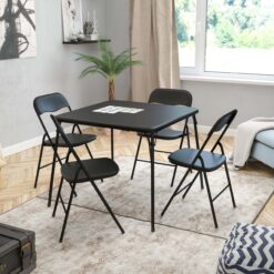Flash Furniture 5 Piece Black Folding Card Table and Chair Set