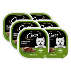 (6 pack) CESAR Classic Loaf in Sauce Top Sirloin Flavor Soft Wet Dog Food for Adult Dog, 3.5 oz. Tray