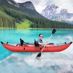 Officery Inflatable Kayak Set with Paddle & Air Pump, Portable Recreational Touring Kayak Foldable Fishing Touring Kayaks, Deluxe Extended Version Tandem 2 Person Kayak