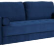 Signature Design by Ashley Darlow Modern Velvet Sofa with Bolster Pillows & USB Ports, Blue