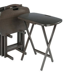 Winsome Wood Lucca 5-Pc Snack Table Set, Oyster Gray Finish
